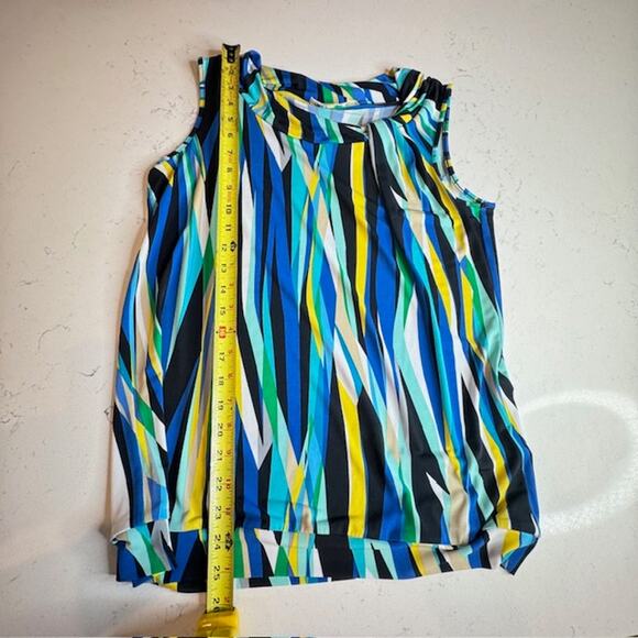 Calvin Klein Sz Med Twist Neck Vibrant Abstract Sleeveless Top - Picture 7 of 8